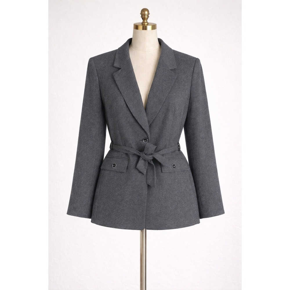 Vintage Y2K Le Suit Petite 10P Gray Pant Suit‎ Set Career Office 2-Piece